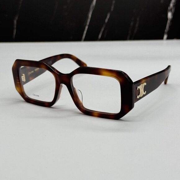 NEW CELINE CL50155F 053 GEOMETRIC HAVANA BROWN EYEGLASSES CELINE - Picture 1 of 11